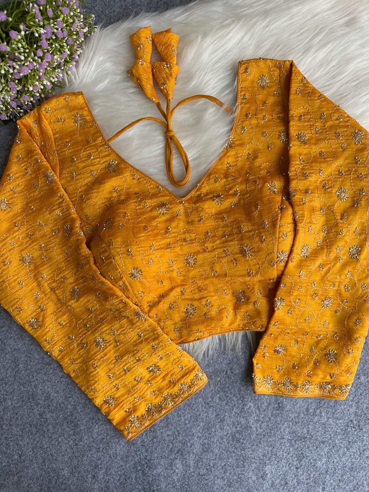 Pure Soft Vichitra Silk Handwork Readymade Blouse (8)