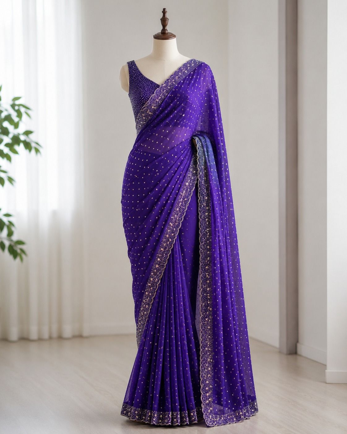 Space Silk With Butti Jarkhan Work Saree (1)