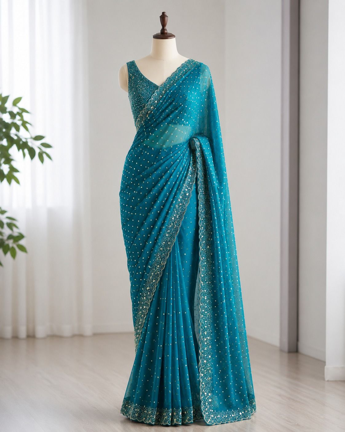 Space Silk With Butti Jarkhan Work Saree (11)