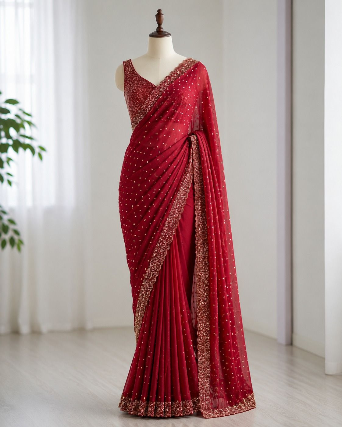 Space Silk With Butti Jarkhan Work Saree (2)