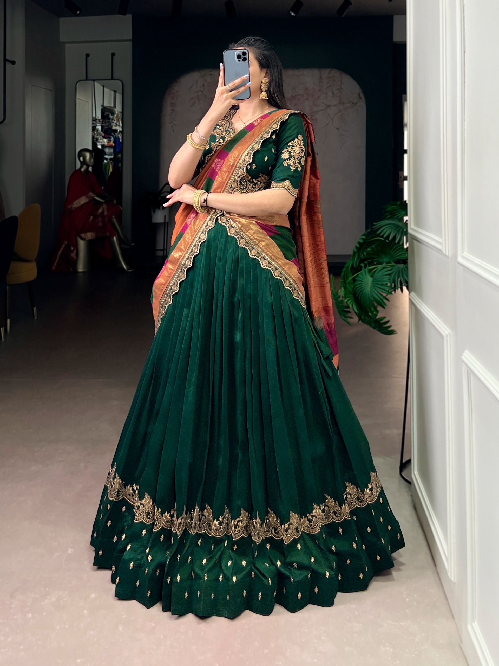 Vichitra Silk Sequins and Thread Embroidery Work Lehenga Choli Wholesale Price (11)